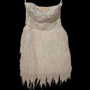 Bebe Feathered Strapless Dress XS used